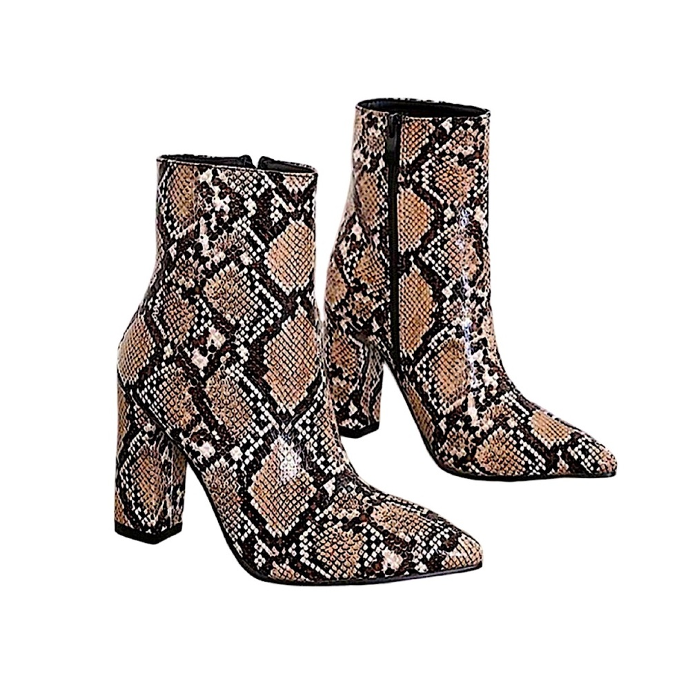 NWT, SHEIN, SNAKE PRINT ANKLE BOOTS - EU40